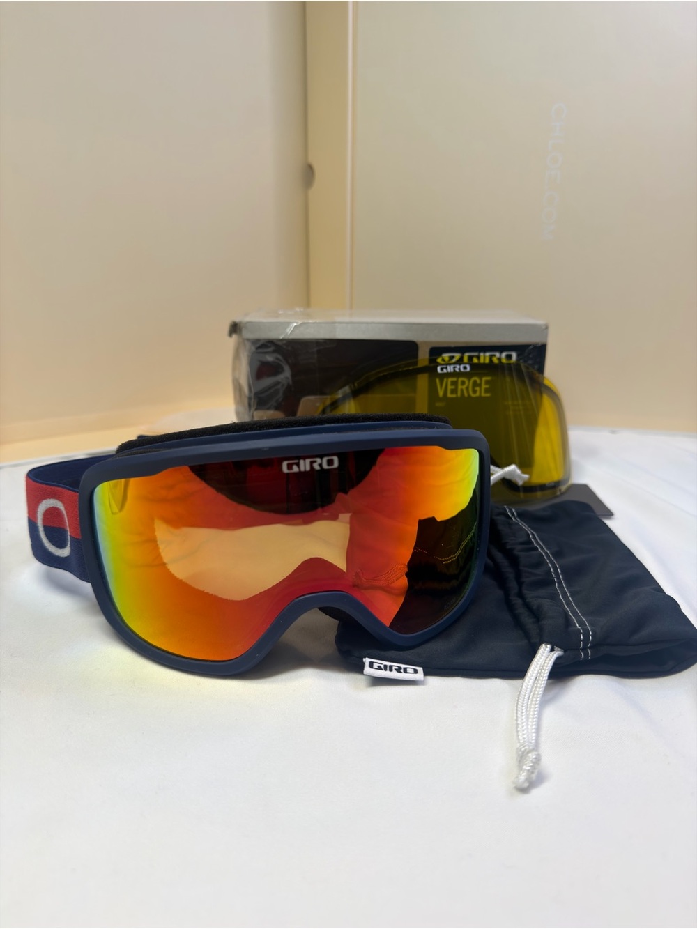Giro Red and Navy Branded Goggle Strap